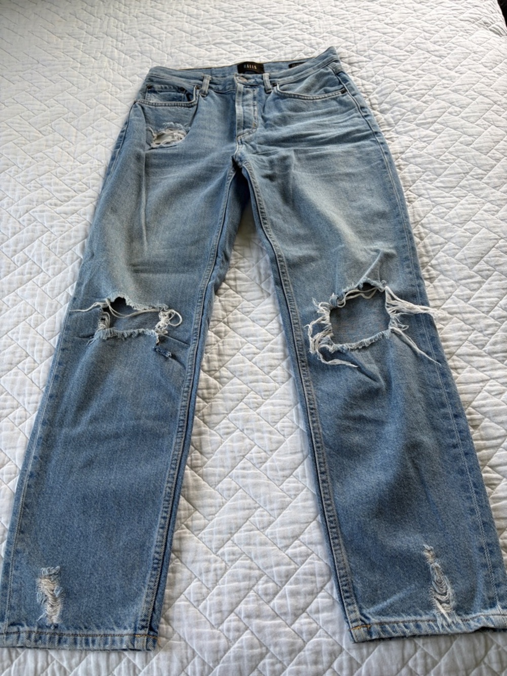 Rails high-rise slouchy straight leg distressed light wash jeans size 24